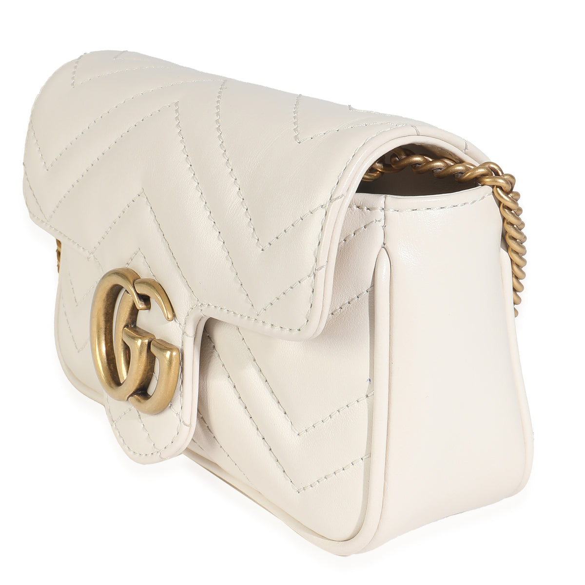 White Matelasse Calfskin Super Mini GG Marmont Bag