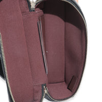 Black Quilted Caviar Top Handle Slim Vanity Handbag with Chain