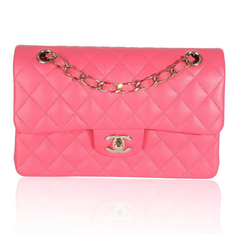 Pink Quilted Lambskin Small Classic Double Flap Bag