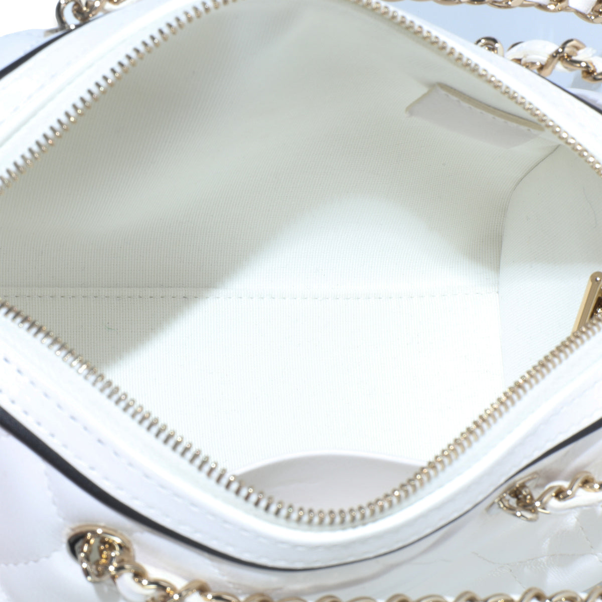 25P White Quilted Lambskin Mini CC Bowler Bag