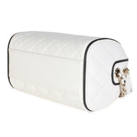 25P White Quilted Lambskin Mini CC Bowler Bag