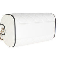 25P White Quilted Lambskin Mini CC Bowler Bag