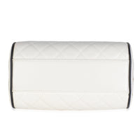 25P White Quilted Lambskin Mini CC Bowler Bag
