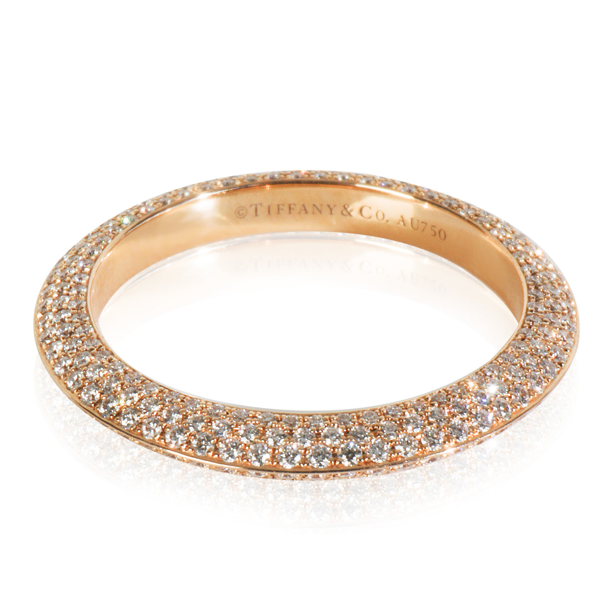Rose Gold Diamond Tiffany Setting Pave Band