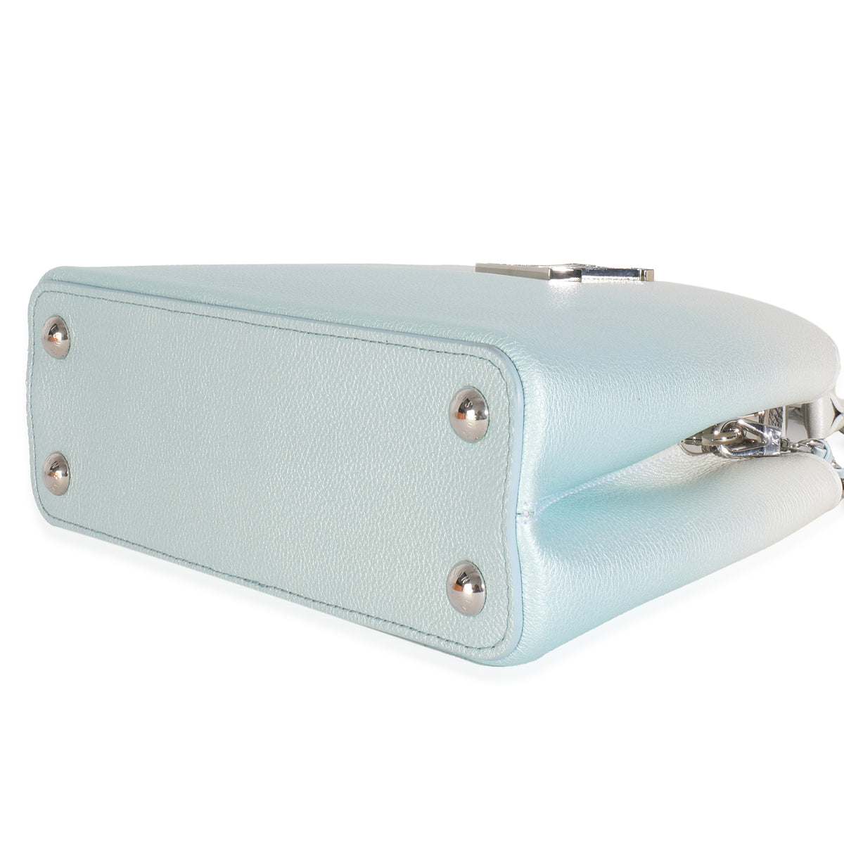 Blue Metallic Ombre Taurillon Capucines BB