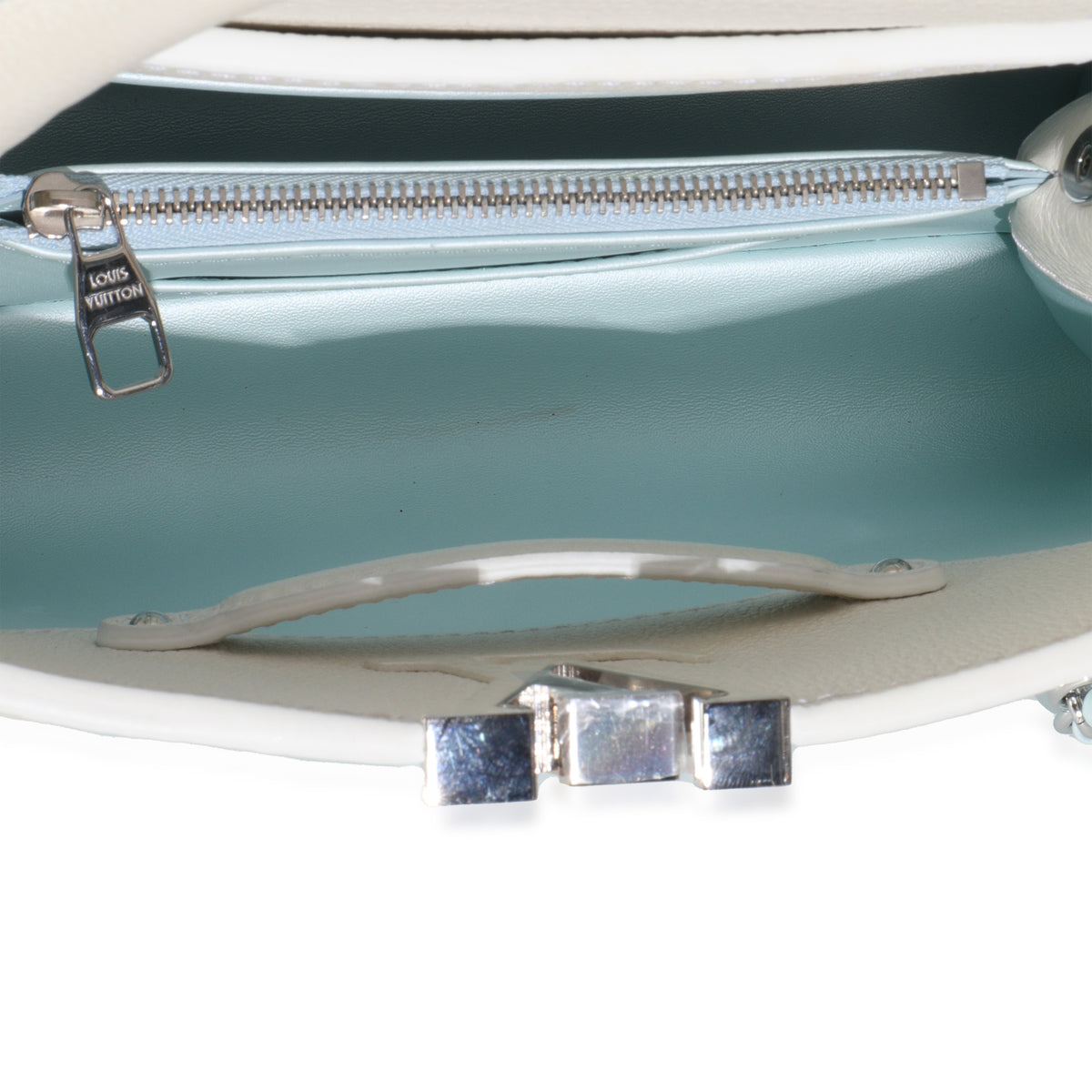 Blue Metallic Ombre Taurillon Capucines BB