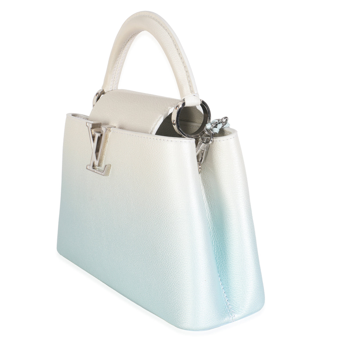 Blue Metallic Ombre Taurillon Capucines BB