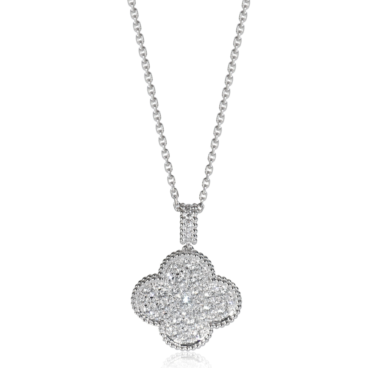 White Gold Diamond Magic Alhambra Long Necklace