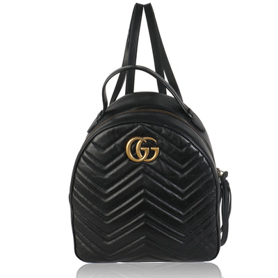 Black Matelasse Calfskin GG Marmont Backpack