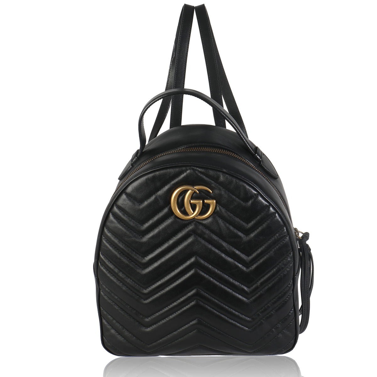 Black Matelasse Calfskin GG Marmont Backpack