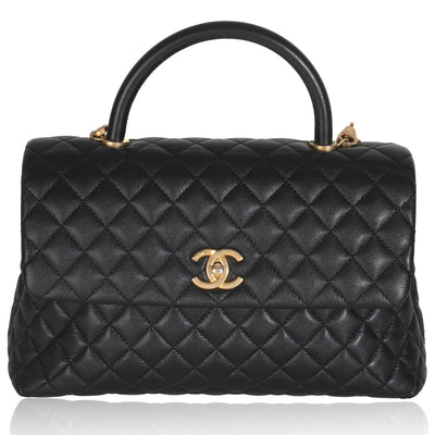 Black Caviar Medium Coco Top Handle Bag