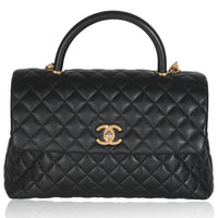Black Caviar Medium Coco Top Handle Bag