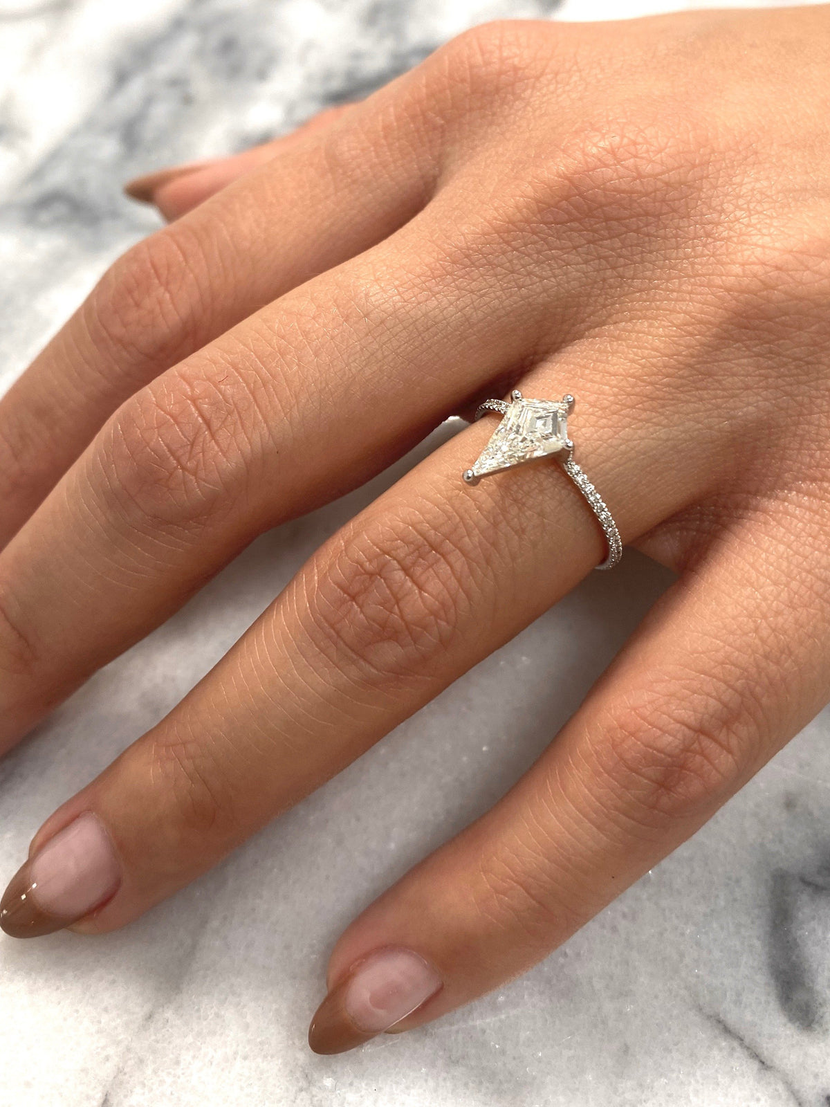 White Gold Kite Dagger Diamond Ring