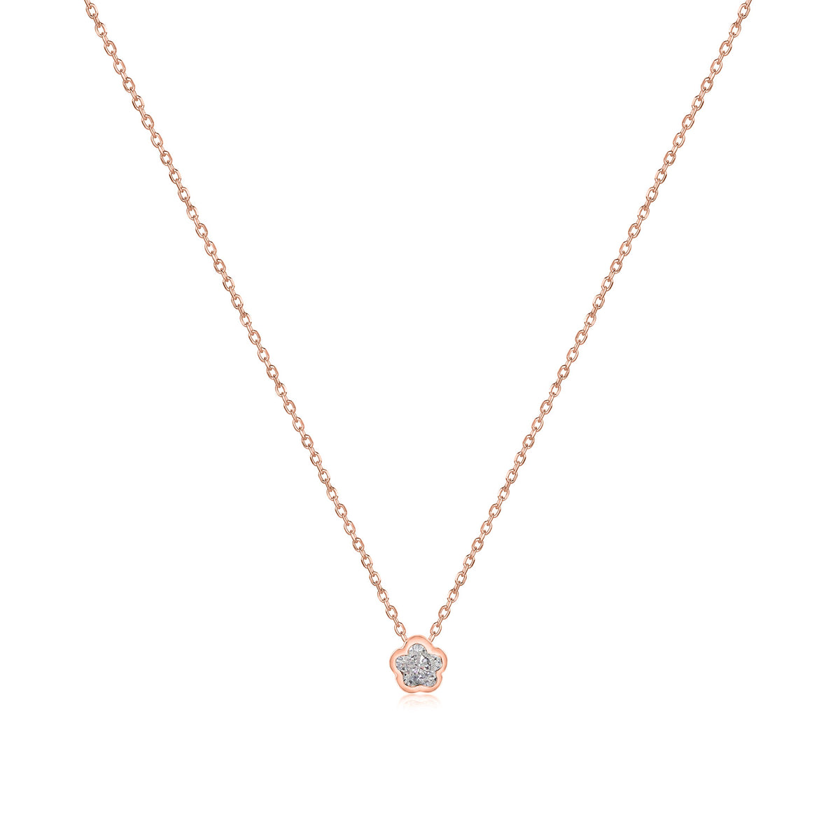 Rose Gold Diamond Flower Pendant