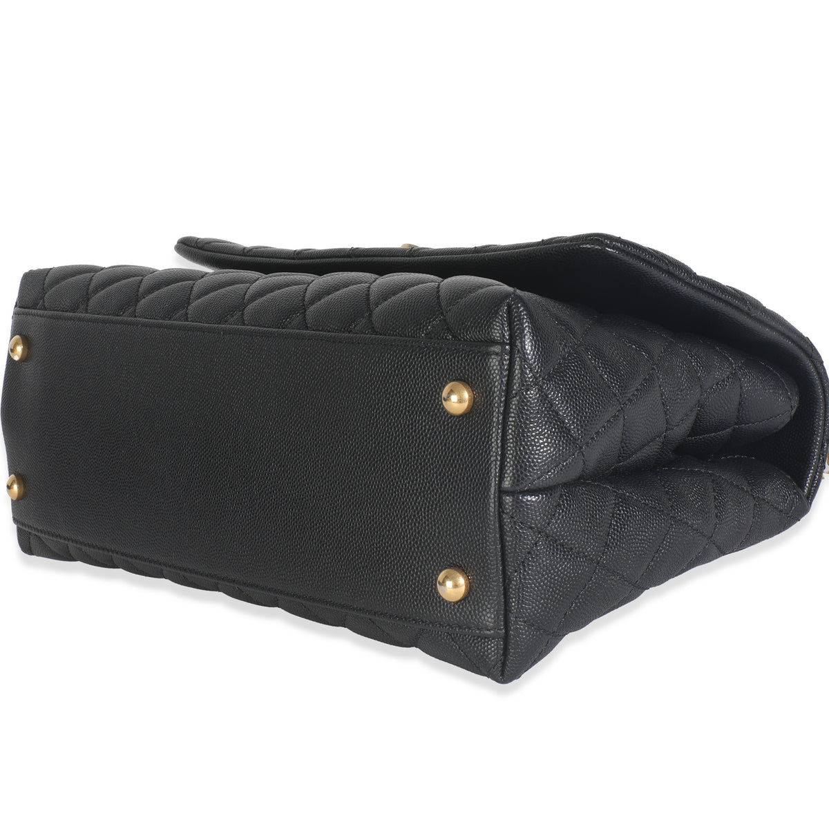Black Quilted Caviar Medium Coco Top Handle Handbag