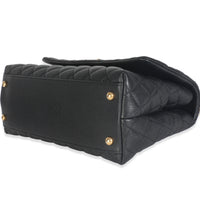 Black Quilted Caviar Medium Coco Top Handle Handbag