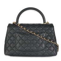 Black Quilted Caviar Medium Coco Top Handle Handbag