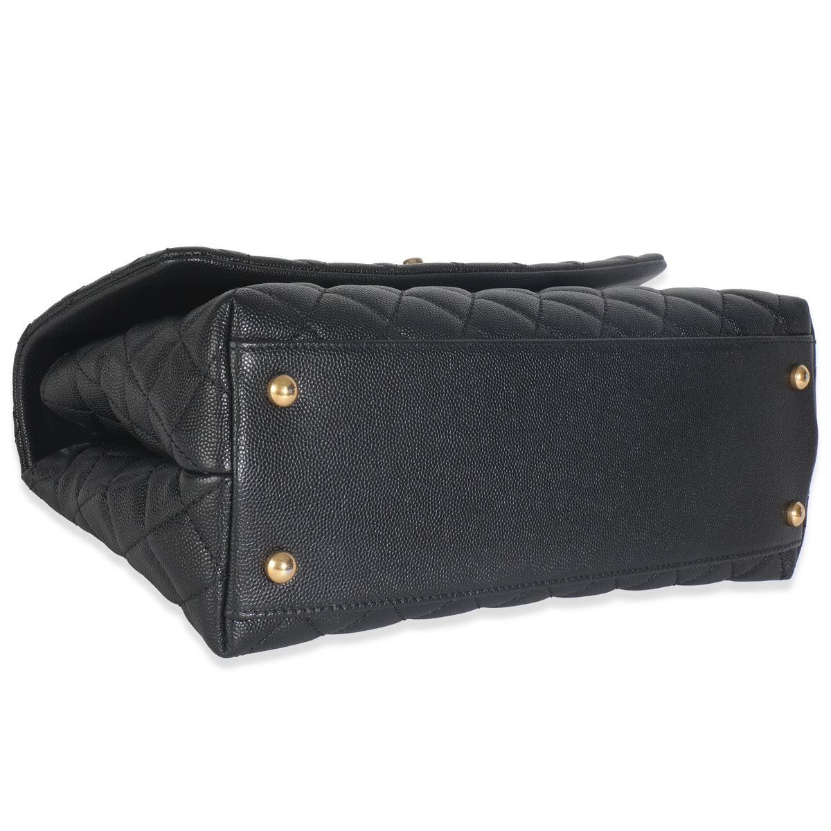 Black Quilted Caviar Medium Coco Top Handle Handbag