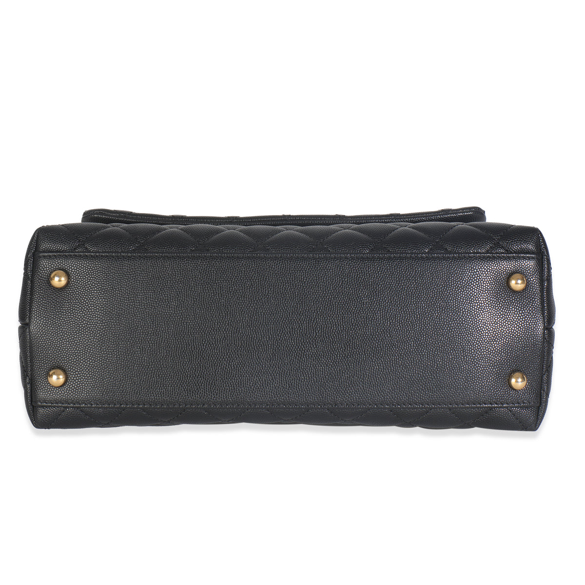 Black Quilted Caviar Medium Coco Top Handle Handbag