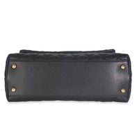 Black Quilted Caviar Medium Coco Top Handle Handbag