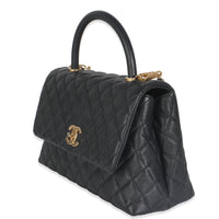 Black Quilted Caviar Medium Coco Top Handle Handbag