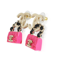 Gold-Plated  2023 Pink Resin Purse & CC Earrings