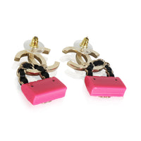Gold-Plated  2023 Pink Resin Purse & CC Earrings