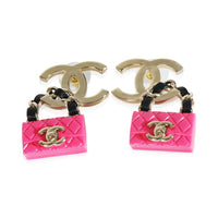 Gold-Plated  2023 Pink Resin Purse & CC Earrings