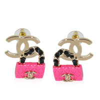 Gold-Plated  2023 Pink Resin Purse & CC Earrings
