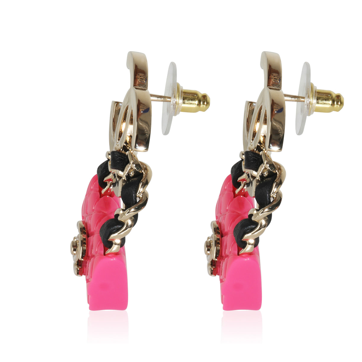 Gold-Plated  2023 Pink Resin Purse & CC Earrings