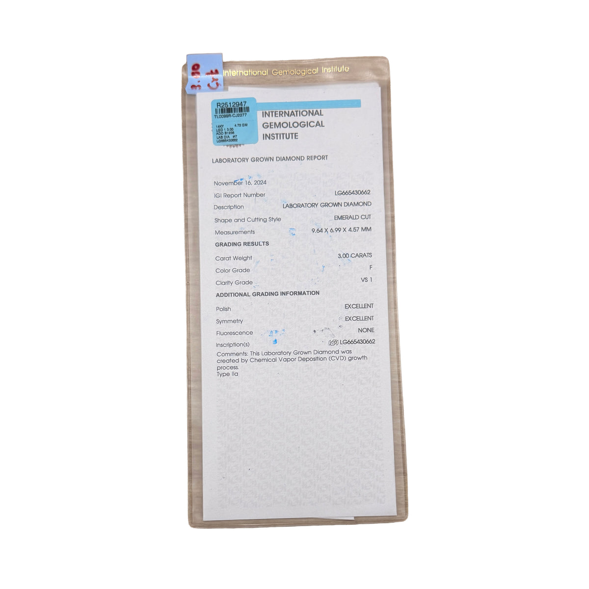 3 ctw Yellow Gold Lab-Grown Diamond Engagement Ring