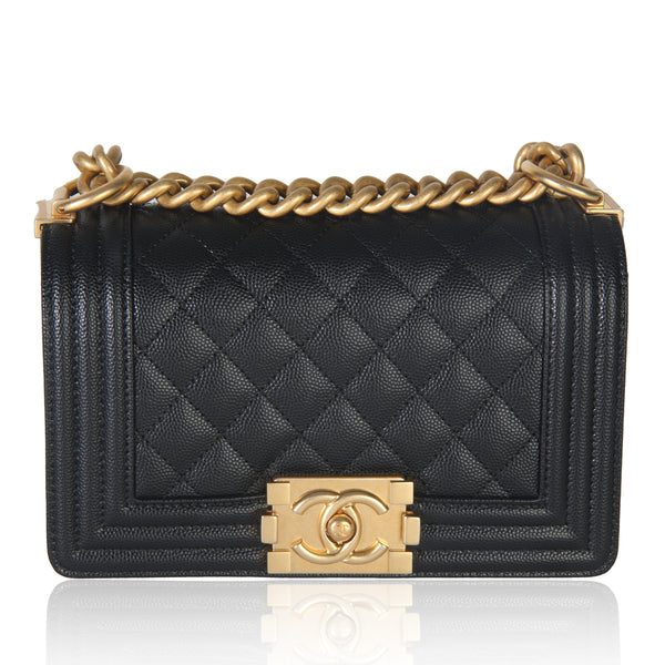 Black Quilted Caviar Small Boy Bag