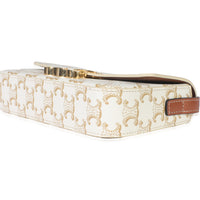 Tan Calfskin White Triomphe Canvas Claude Shoulder Bag