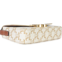 Tan Calfskin White Triomphe Canvas Claude Shoulder Bag