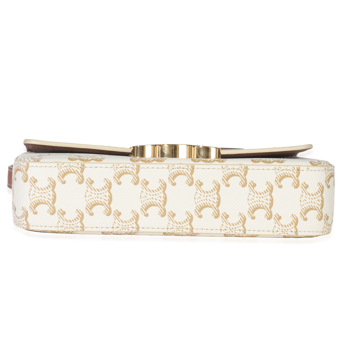 Tan Calfskin White Triomphe Canvas Claude Shoulder Bag