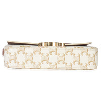 Tan Calfskin White Triomphe Canvas Claude Shoulder Bag