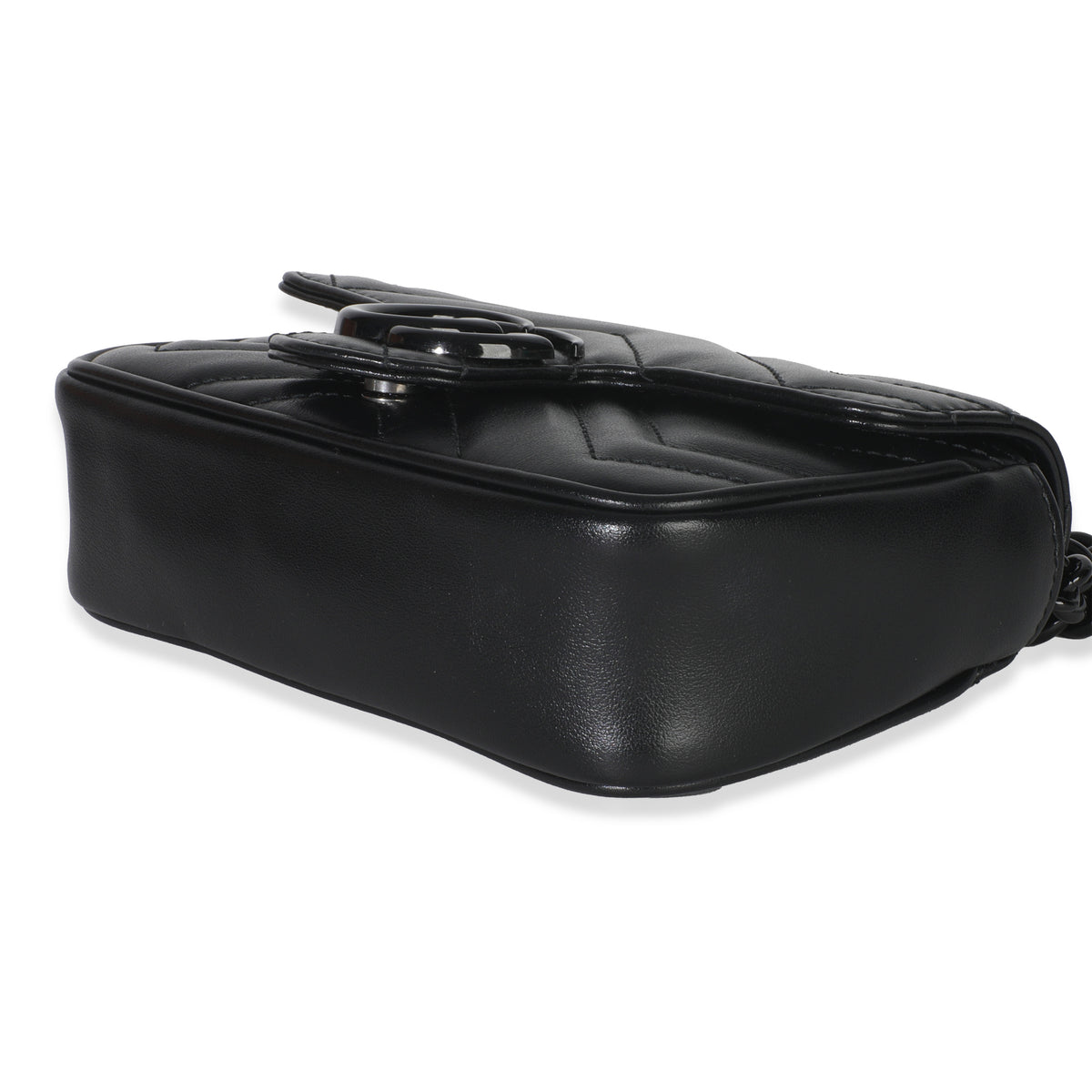 Black Matelasse Calfskin Monochrome GG Marmont Chain Belt Bag