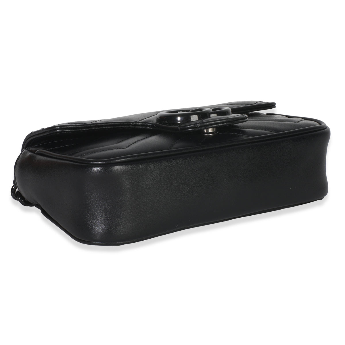 Black Matelasse Calfskin Monochrome GG Marmont Chain Belt Bag