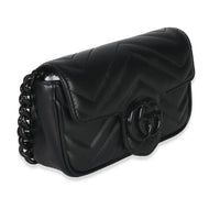 Black Matelasse Calfskin Monochrome GG Marmont Chain Belt Bag