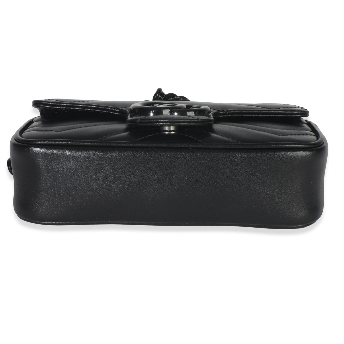 Black Matelasse Calfskin Monochrome GG Marmont Chain Belt Bag