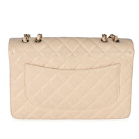 Beige Quilted Caviar Jumbo Single Flap Bag