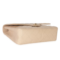 Beige Quilted Caviar Jumbo Single Flap Bag