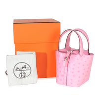 Bubblegum Pink Ostrich Micro Picotin Lock 14 PHW