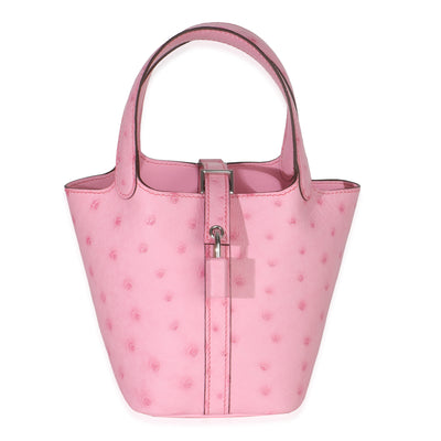 Bubblegum Pink Ostrich Micro Picotin Lock 14 PHW