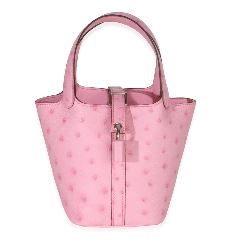 Bubblegum Pink Ostrich Micro Picotin Lock 14 PHW
