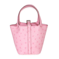 Bubblegum Pink Ostrich Micro Picotin Lock 14 PHW