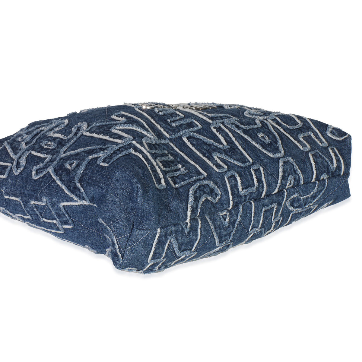 Blue Quilted Washed Denim Logo Embroidered Medium Chanel 22 Hobo