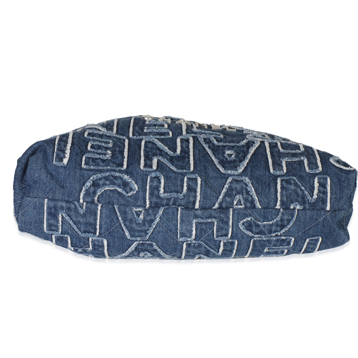 Blue Quilted Washed Denim Logo Embroidered Medium Chanel 22 Hobo