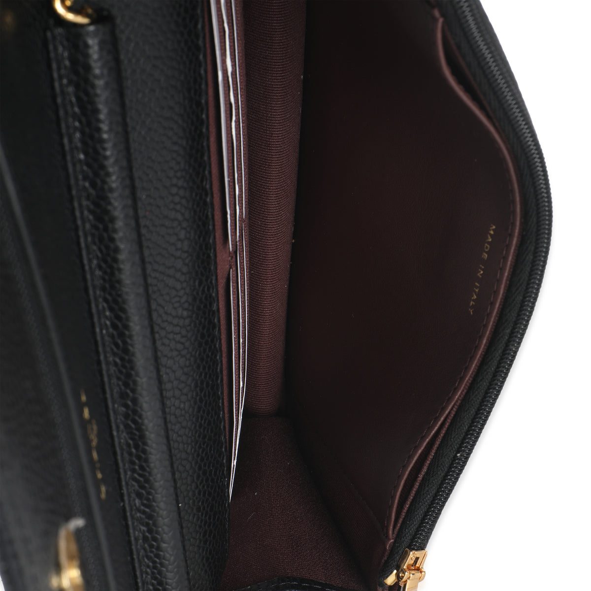 Black Quilted Caviar Classic Wallet On Chain