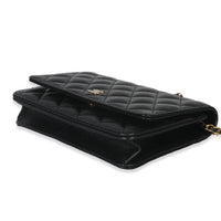 Black Quilted Caviar Classic Wallet On Chain